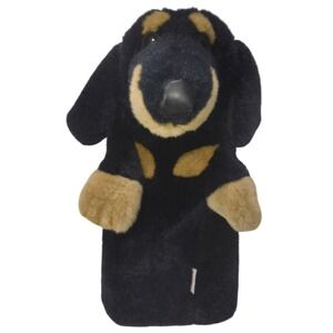 Daphnes Dachshund Golf Club Driver Head Cover Black Tan